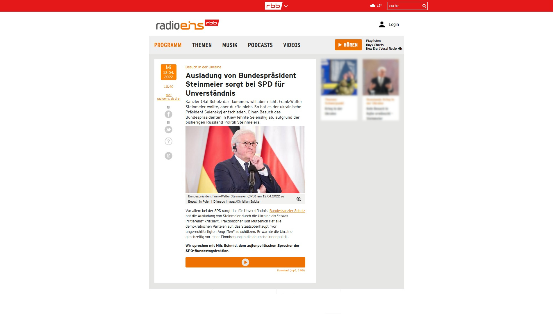 04.2022 Radio Eins Online